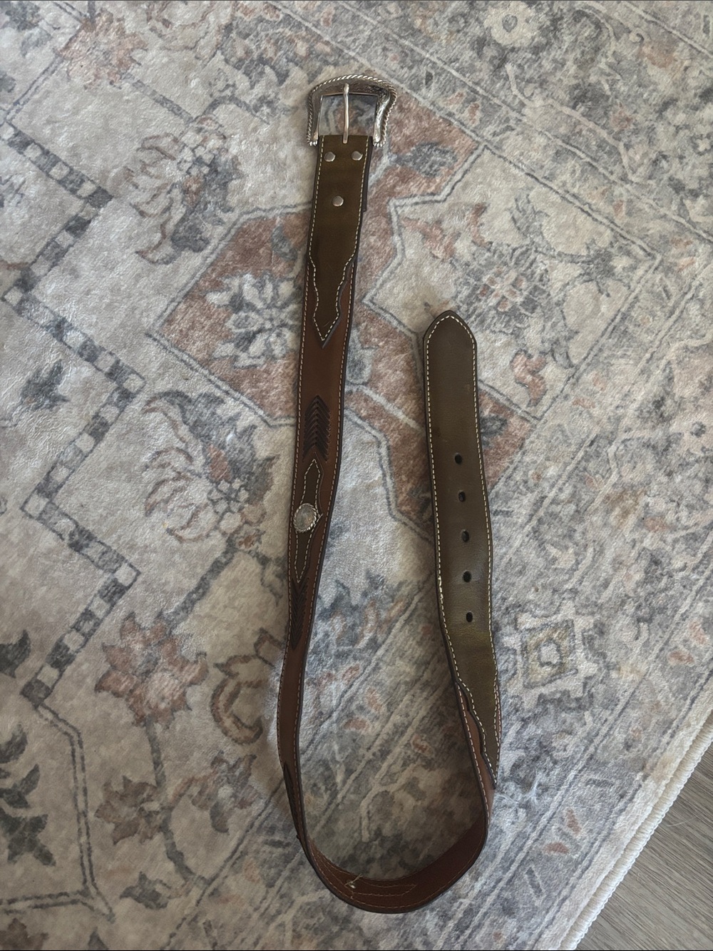 Brown Leather Men’s Western-Style Belt